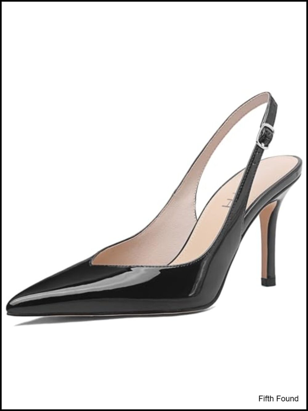 Slingback Heels Pointed Toe Stiletto Pumps Faux Leather Dress Heels